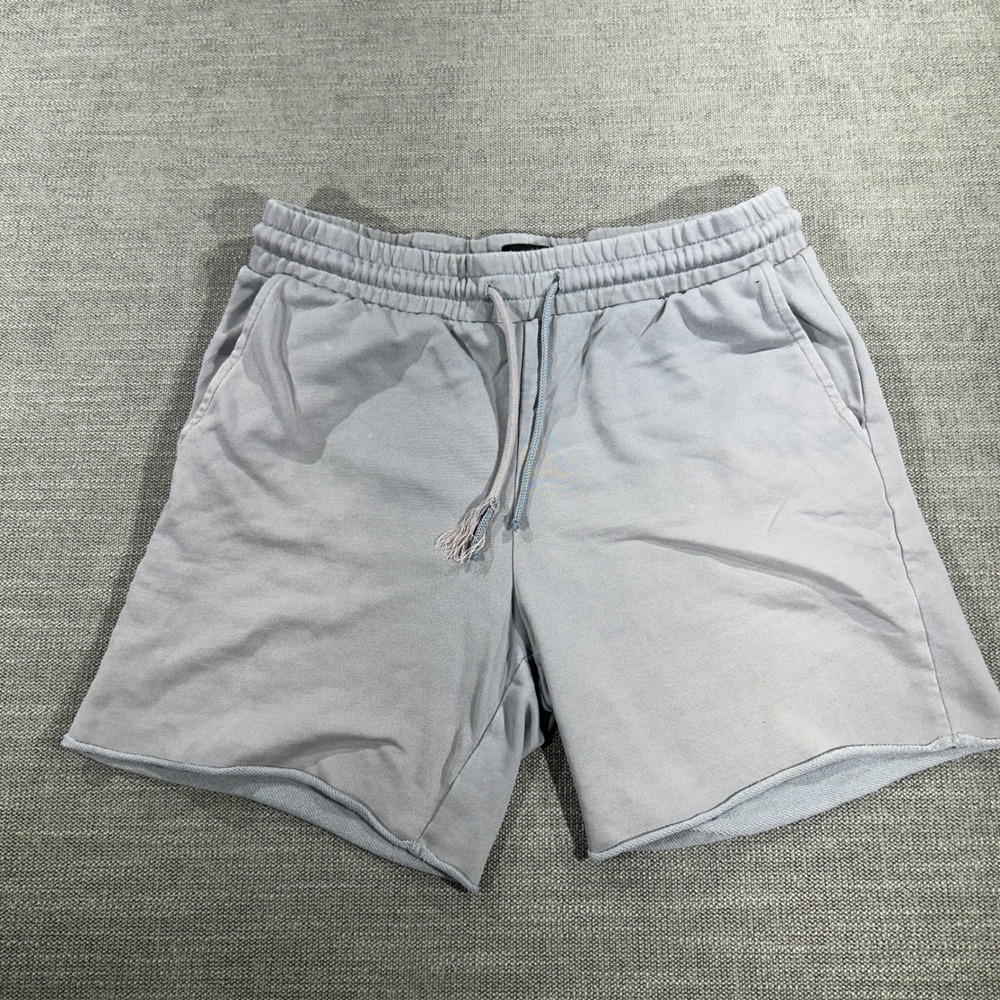 H&M Sweat Shorts Mens Medium Gray Excellent Raw Hem Drawstring Regular Fit